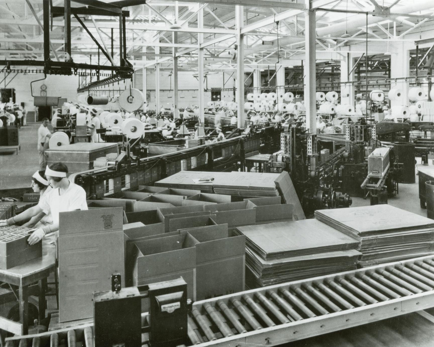 A paper factory in black and white